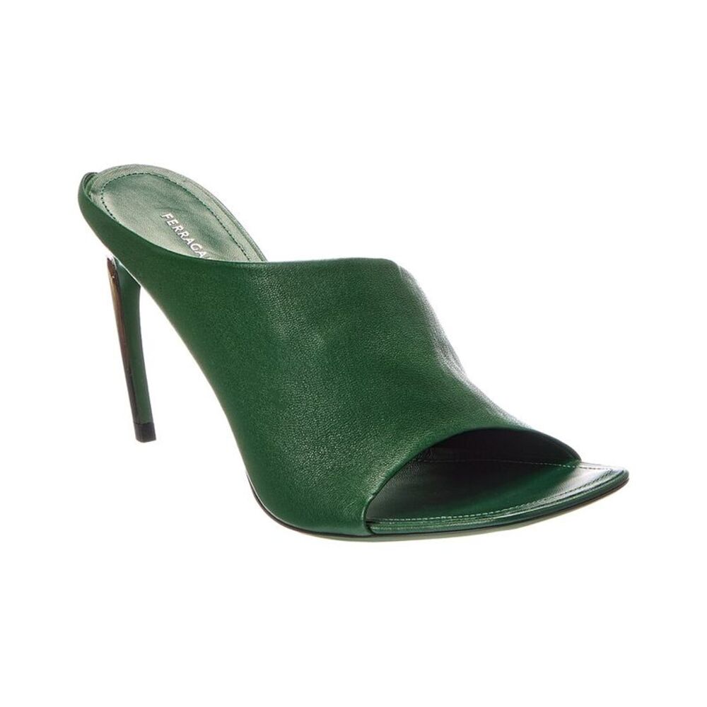 Ferragamo Nymphe 85 Leather Sandal, Green